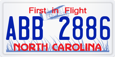NC license plate ABB2886