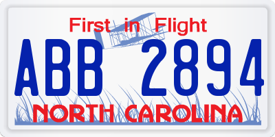 NC license plate ABB2894