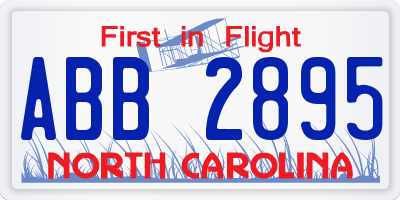NC license plate ABB2895