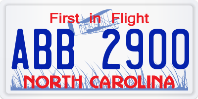 NC license plate ABB2900