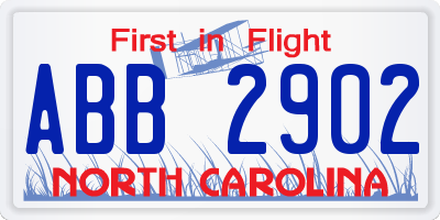 NC license plate ABB2902