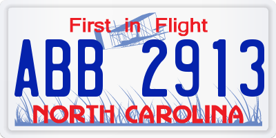 NC license plate ABB2913