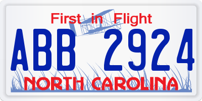 NC license plate ABB2924
