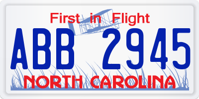 NC license plate ABB2945