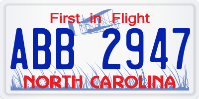NC license plate ABB2947