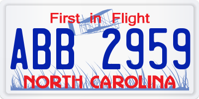 NC license plate ABB2959