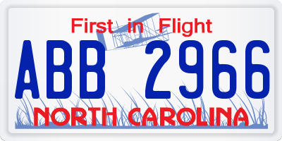 NC license plate ABB2966