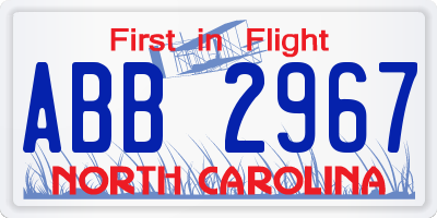 NC license plate ABB2967