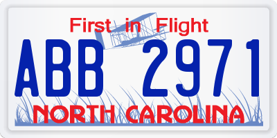 NC license plate ABB2971