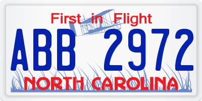 NC license plate ABB2972