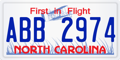 NC license plate ABB2974