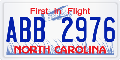 NC license plate ABB2976