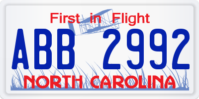NC license plate ABB2992