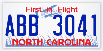 NC license plate ABB3041