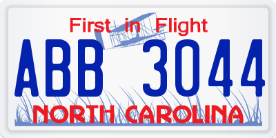 NC license plate ABB3044