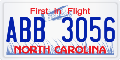NC license plate ABB3056