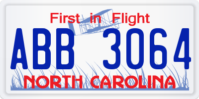 NC license plate ABB3064