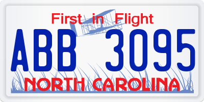 NC license plate ABB3095