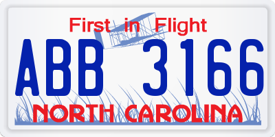 NC license plate ABB3166