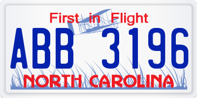 NC license plate ABB3196