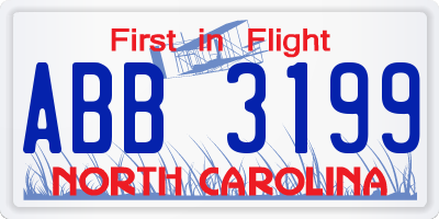 NC license plate ABB3199