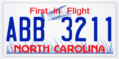 NC license plate ABB3211