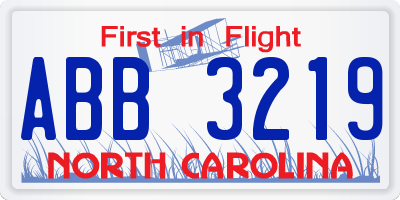 NC license plate ABB3219