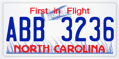 NC license plate ABB3236