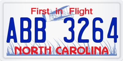 NC license plate ABB3264