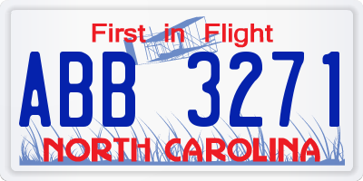 NC license plate ABB3271