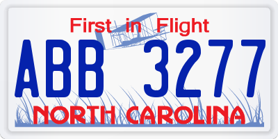 NC license plate ABB3277