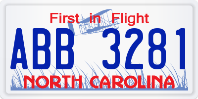 NC license plate ABB3281