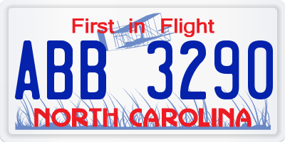 NC license plate ABB3290