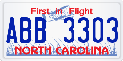 NC license plate ABB3303