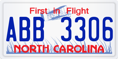 NC license plate ABB3306