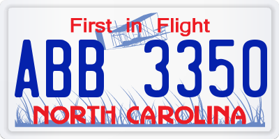 NC license plate ABB3350