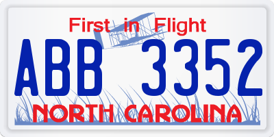 NC license plate ABB3352