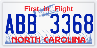 NC license plate ABB3368