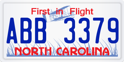 NC license plate ABB3379
