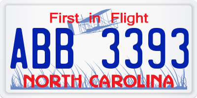 NC license plate ABB3393
