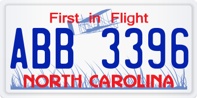 NC license plate ABB3396