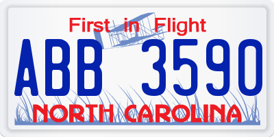 NC license plate ABB3590