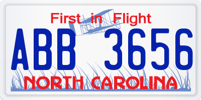 NC license plate ABB3656
