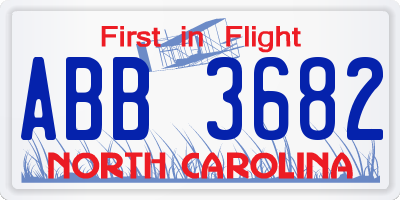 NC license plate ABB3682