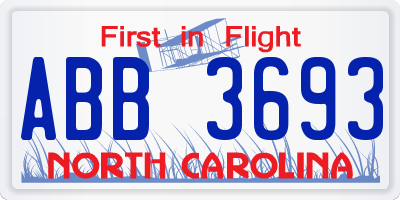 NC license plate ABB3693