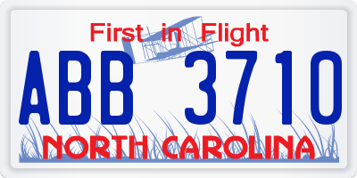 NC license plate ABB3710