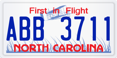 NC license plate ABB3711