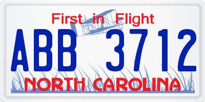 NC license plate ABB3712