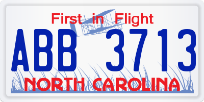 NC license plate ABB3713