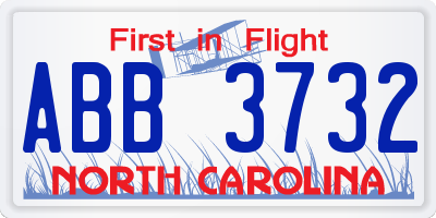 NC license plate ABB3732
